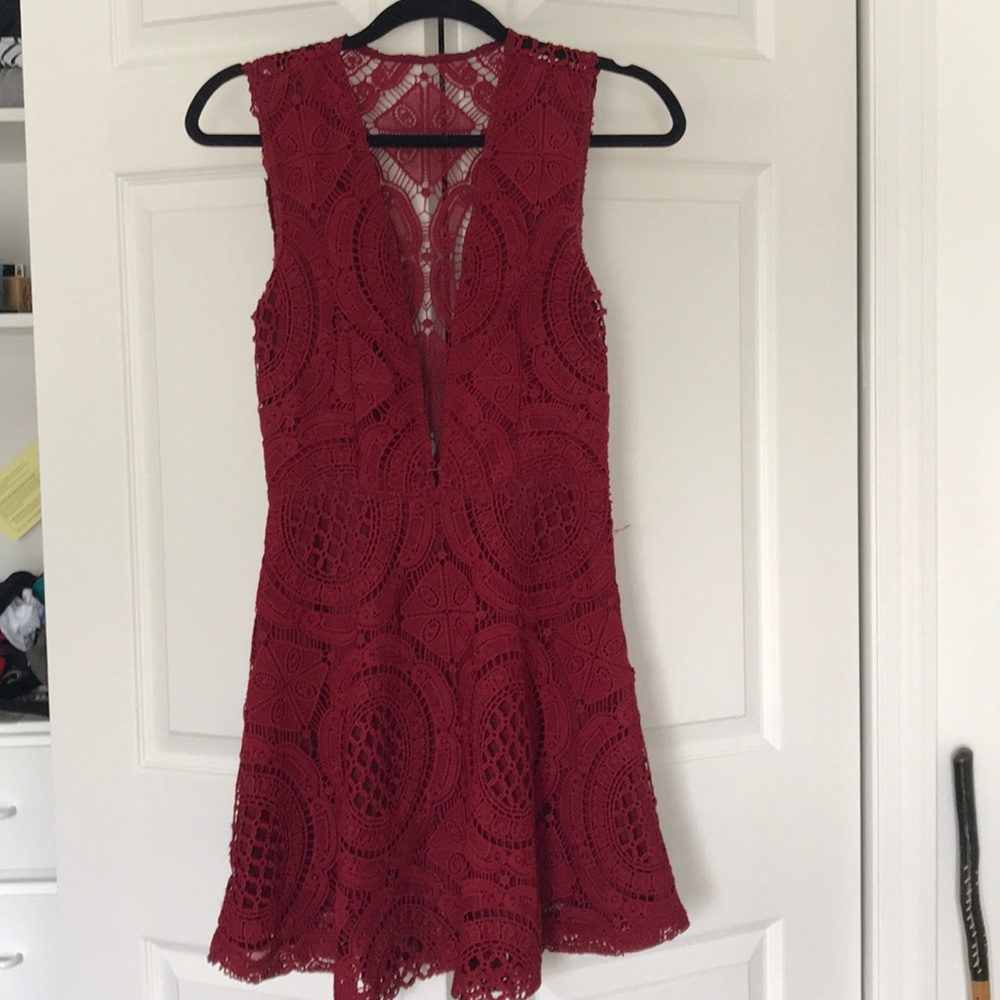Red lace cocktail dress